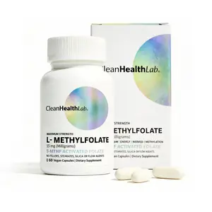 CleanHealthLab L-Methylfolate 15mg, 5-MTHF Active Folate - Maximum Potency Methylated Vitamin B9 Supplement - Support for Brain Health, Energy, Nerves, and Methylation with No Fillers (60 Count)