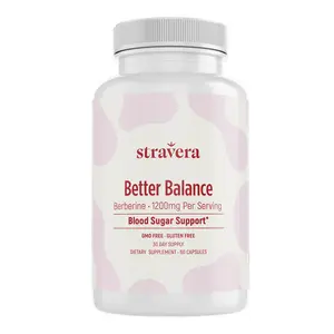 Stravera Better Balance Berberine Healthcare Supplement 1200mg Per Serving Blood Sugar Support GMO Free Gluten Free 60 Capsules