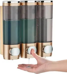 Shampoo Conditioner Dispenser Shower Soap Dispenser 3 Chamber No Drill Shampoo Dispenser for Shower Wall Mounted Shampoo Conditioner  Wash Dispenser for Bathroom Hotel
