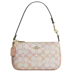 Coach Nolita 19 Signature Monogram Top-Zip Artificial Leather Small Handbag for Women in Pink