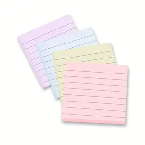 Sticky note with lines, 3x3 inches, light-colored striped sticky notes, colorful super adhesive sticky notes with strong adhesion