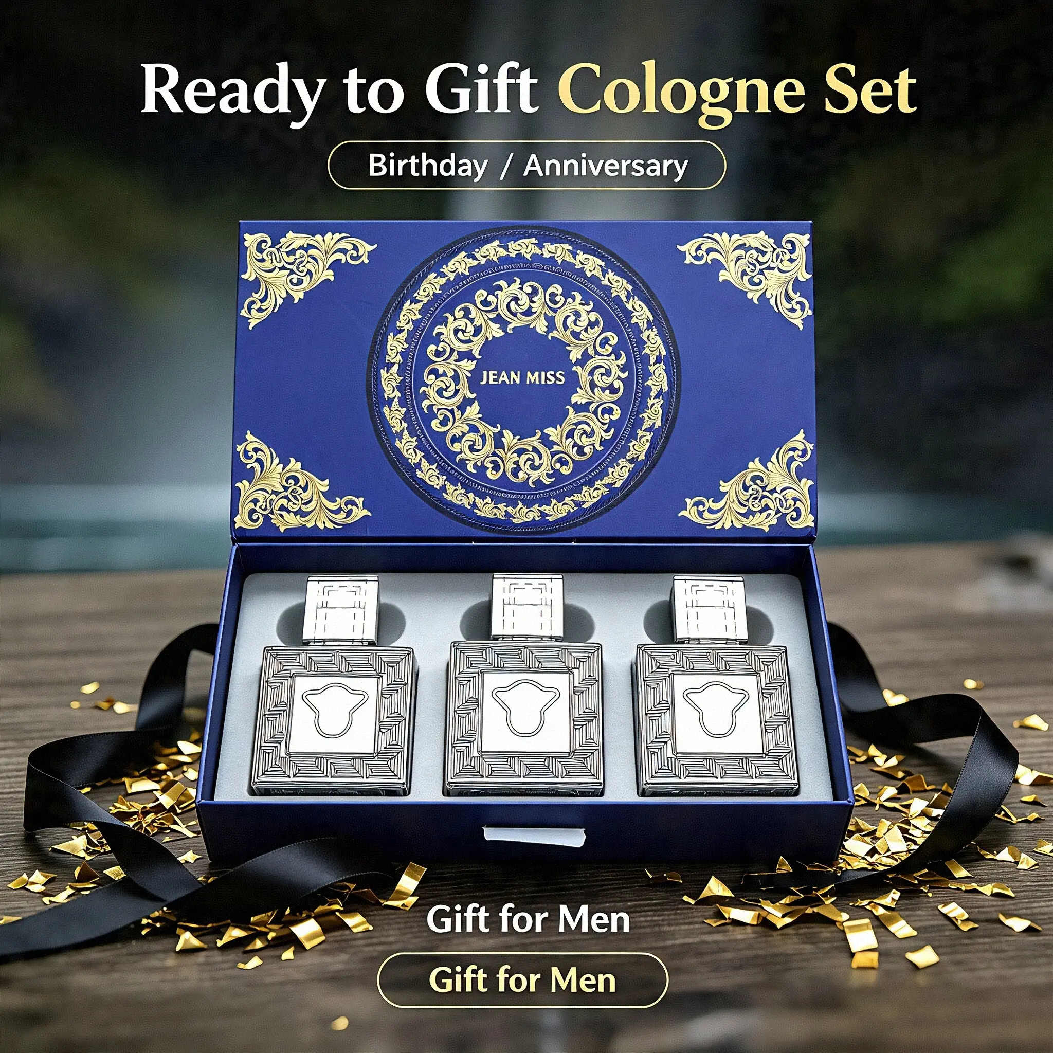 Exquisite 3-Bottle Men's Cologne Gift Set, Perfect Present for Birthdays, Anniversaries and Holidays