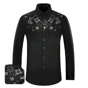 Men's Rhinestone Casual Shirt -  Long Sleeve Shirt Menswear, Slim-Fitting Design for Everyday Wear