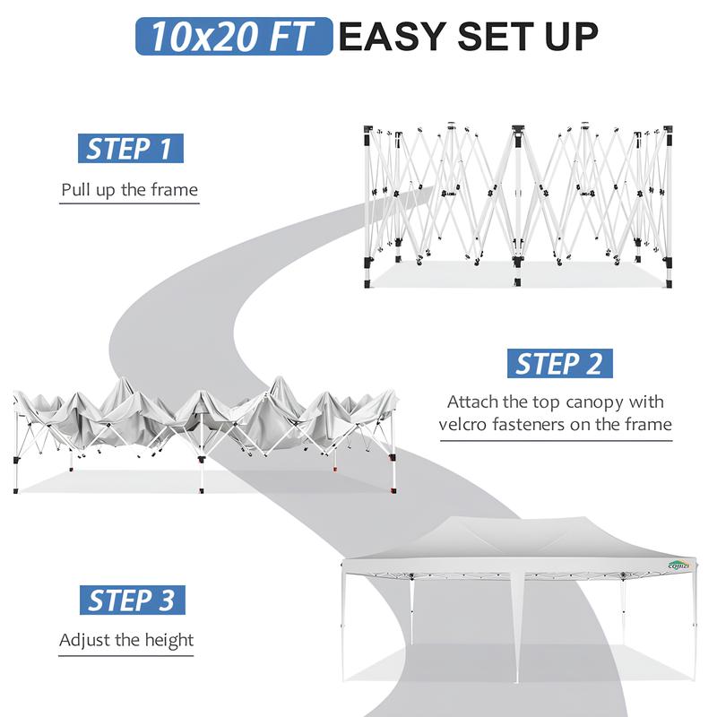 10'x20'FT Outdoor Canopy Tent with 6 Removable Sidewalls – Waterproof Wedding & Party Gazebo, UPF 50+ Patio Event Marquee, Instant Setup Portable Outdoor Tent with Carry Bag for Beach, Camping & Backyard Events