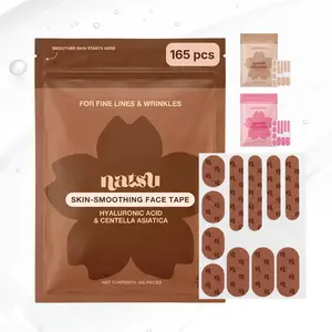 Face Tape 165 Pre-Cut Pcs - Cotton - Hyaluronic Acid & Centella Asiatica (Cica) - Overnight Anti Wrinkle Patches – Forehead, Smile Line, Frown Line, Crows Feet – Hypoallergenic Latex-Free (Mocha)
