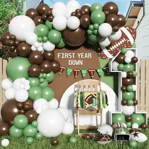 160 Pcs Football Balloon Arch Kit with Sage Green & Coffee Brown for Sports & Super Bowl Party Decor