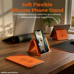 Portable foldable silicone phone holder, Adjustable Cellphone Holder, Cell phone stand, can be bent, adjustable stand at multiple angles, non slip desktop base, water cup heating pad, suitable for mobile phones, tablets, outdoor, office use