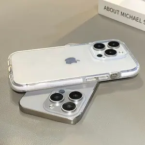 High Transparency Phone Case for iPhone 17Promax/ 16pro/15plus/14promax/13/12 with Colorful Inner Edge, Acrylic Back + TPU Soft Edge, Anti-Scratch/Fingerprint/ Yellowing, Shockproof Drop Protection