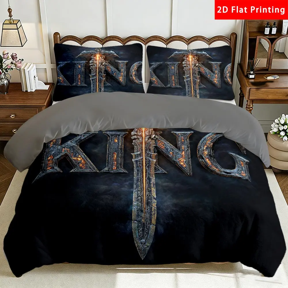 2/3 Pcs 2D Flat Medieval Fantasy King Sword Milk Velvet Duvet Cover Set Medieval Fantasy Bedding Set Quilt Cover 1 Duvet Cover + 1/2 Pillowcases Medieval Fantasy Top Sheet Decorative Bedding Bedroom DecorThe Preferred Pick for Bedding