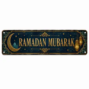 Islamic Metal Sign, 16 x 4 Inch Ramadan Eid Wall Decor, Muslim Home Decor Tin Sign, Alhamdulillah Peace Be Upon You Plaque, Gift for Home