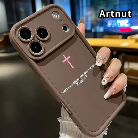 Soft TPU Patterned Phone Case for iPhone 17 Pro Max Series/16 Plus/15/14/13/12/11/XR/Air E, Pink Cross Design, Anti-Drop Raised Edges, Lens Guard, Full Camera Protection, Rugged Accessory for Girls