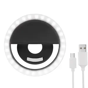 Mini Clip-On Selfie Light, USB Rechargeable 28 LED Ring Light for Selfies & Makeup, Portable Fill Light with 3 Adjustable Brightness Levels for Phone & Travel