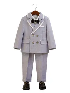 Boys' Academy Style 4-Piece Suit Set for Kids & Teens, Includes Blazer + Vest + Pants + Bow Tie, Durable & Tailored Fit, Perfect for School Performances, Opening Ceremonies and Class Photos, Stylish & Neat Look (Shirt Not Included) -XT8287
