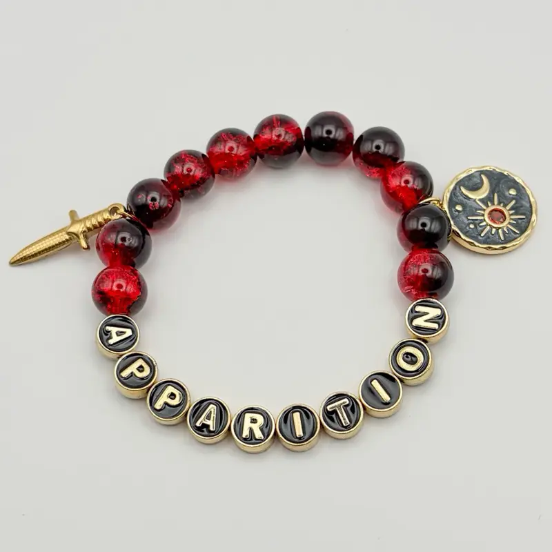 ST song inspired bracelets red and black glass crackle beads