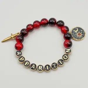 ST song inspired bracelets red and black glass crackle beads