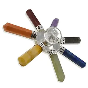 Spiritual Energy Generator with Quartz Crystal Ball and 7 Reiki Chakra Gemstones for Balancing Chakras, Aura Cleansing, Ghost Hunting, Meditation Chi