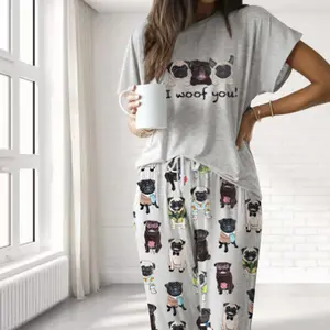 Cute Pug Pajama Set – Premium Satin Sleepwear – Adorable Dog Lover Loungewear, Viral Cozy Nightwear Trend, Comfy Cute Outfits