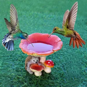 Fairy Tale Forest Wind Bird Feeder, 1 Box Cute Hedgehog Elements Bird Feeder, Outdoor Courtyard Garden Bird Feeder, Home Decoration Ornament, Bird Nectar Feeder, Outdoor Hummingbird Feeder