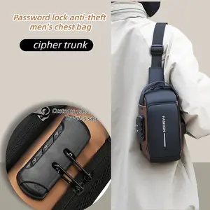 New Men's Password Lock Anti-Theft Storage Bag, Casual Sports Backpack, Shoulder Crossbody Bag, Trendy Fashion Male Bag, Commuter Crossbody Bag