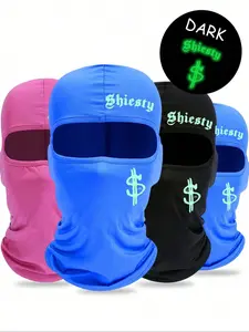 1/2PCS Letter and dollar print pattern ski mask balaclava hat, (night light color, multiple colors available) unisex, UV and wind resistant scarf, Protective Gear, suitable for snowboarding, cycling, hiking, and motorcycle riding.