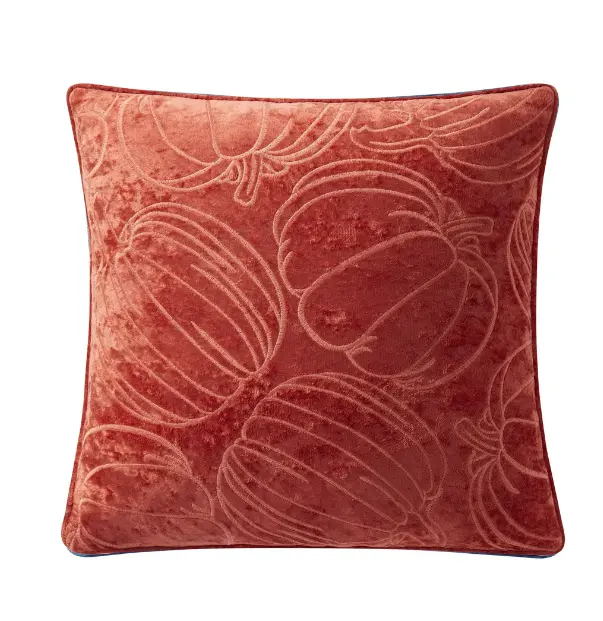 18" x 18" Orange Embroidered Pumpkins Decorative Pillow for Home