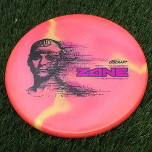 Discraft Special Blend Titanium Metallic Big Z Pearl Zone with 2026 Adam Hammes Tour Series Stamp - 174.3g - Yellow Swirls On Bright Orange