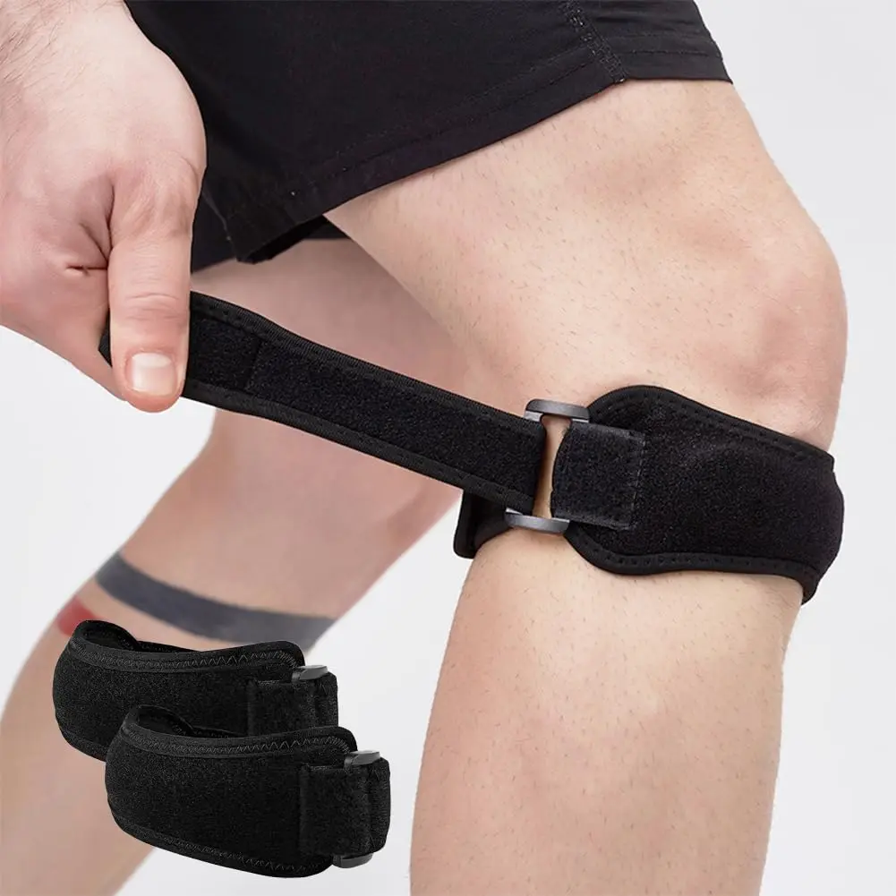 1 Pair Knee Support Brace, Solid Strap-Style Patella Stabilizer with Adjustable Fit and Compression for Fitness & Sports, Absorbs Shock