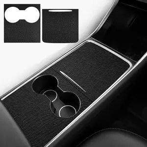 Center Console Wrap Carbon Fiber Texture for Tesla Model 3 Model Y 2021-2025, Center Console Cover Trim Protective Film Interior Decor Accessories, Not for Model 3 Highland / Model Y Juniper