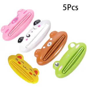 5-Piece Manual Toothpaste Dispenser Set, Cartoon Lazy Person Toothpaste Squeezer, Creative Face Wash & Toothpaste Holder, Organizer Tool