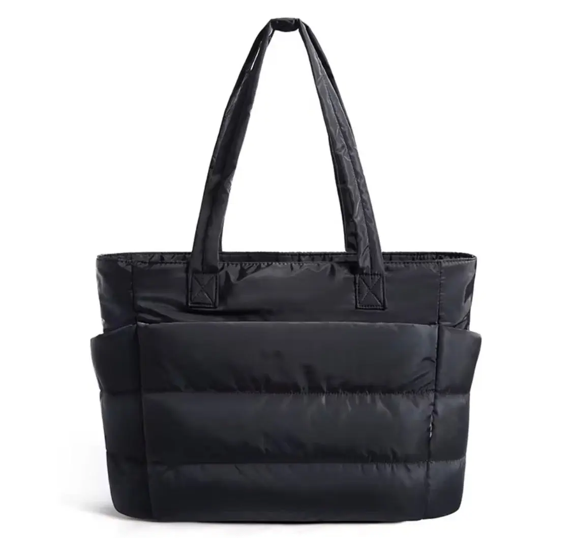 Quilted Women's Tote Bags for College & Work, Padded Daily Commuter Bag with Shoulder Straps, Fits 15.6 Inch Laptop, College Tote Bags