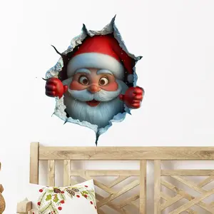 Christmas Cute Santa Wall Sticker Toilet Seat Self-Adhesive, Festive Holiday Decorations, Easy Peel and Stick Bathroom Accessory
