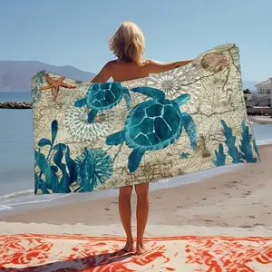 Turtle Pattern  Towel Quick Dry Absorbent Soft Microfiber  Blanket Ideal For Travel Picnic Outdoor Vacation Swimming Camping Daily  Essentials