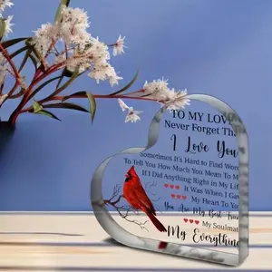 Acrylic Heart Shaped Plaque, Romantic Gift for Her, Love Symbol Home Decor Sign, Decoration - Anniversary & Birthday Keepsake, Home Supplies Accessory