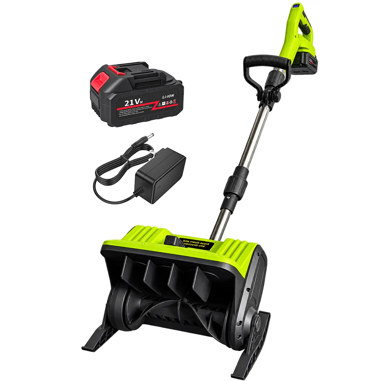 Electric Snow Thrower Cordless Snow Blower, Brushless Motor, Clears Paths Up to 12 in W x 8 in H, 17 FT Throwing Distance, 20v 4.0Ah Battery and Charger, for Sidewalks & Driveways Snow Clearing handle height