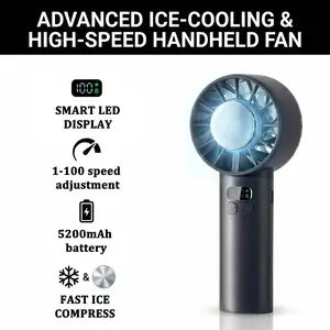 Handheld Portable Turbo Fan, 5200mAh Battery, 1-100 Speed Settings, with Cooling Function, Ideal for the Office, Travel, Outdoor Activities, Vacations, Concerts, and more