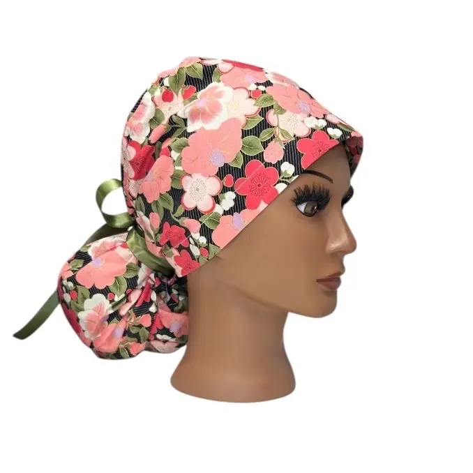 Surgical ponytail scrub cap floral print Surgical ponytail scrub cap floral print