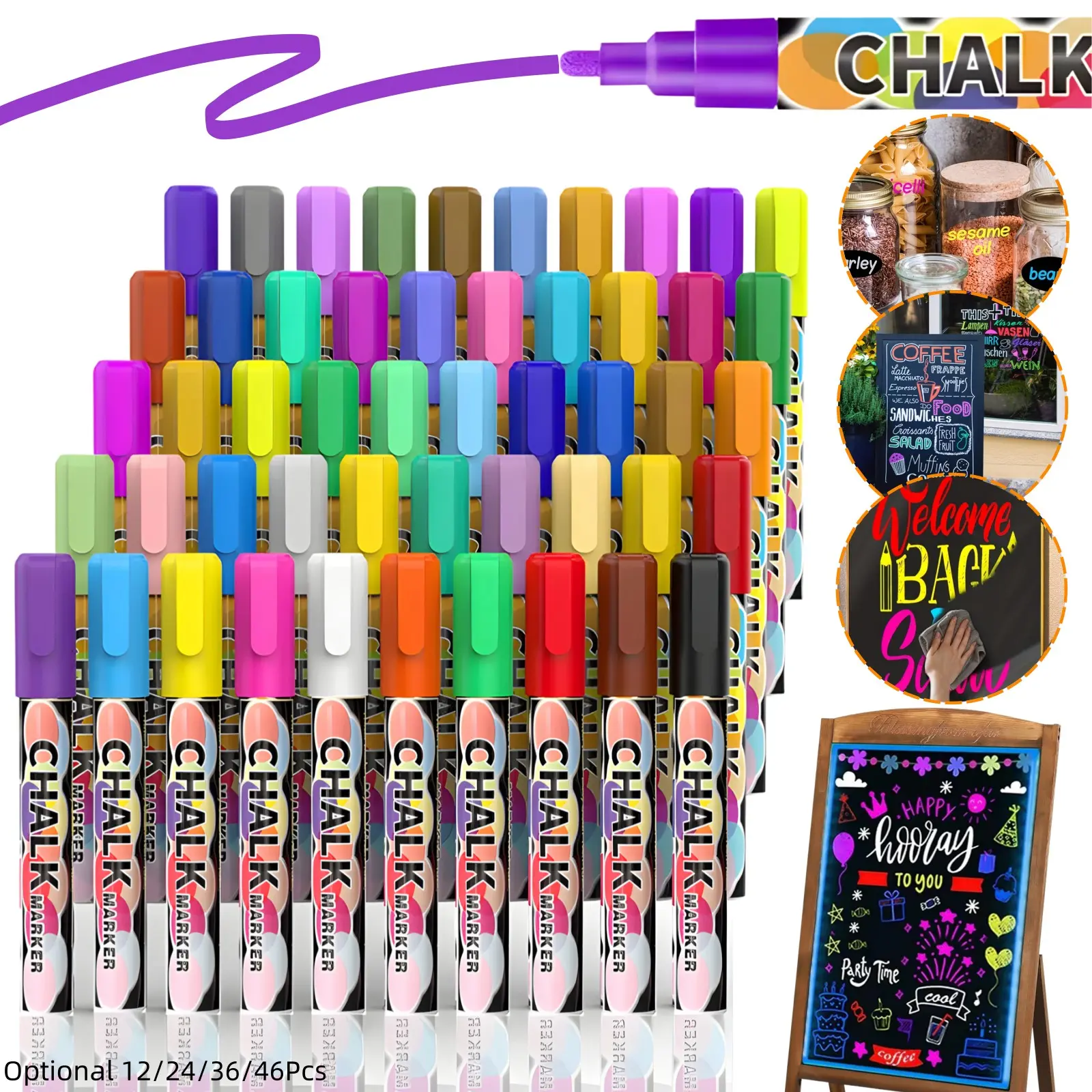 Liquid Chalk Markers Pens,Washable & Wet Erase Neon Chalk Makers for Blackboard, Chalkboard Signs, Glass Window, Graduation Celebration School,Erasable Window Markers for Cars,Bistro, Glass, Poster, Business, Art Markers, Bulk Markers