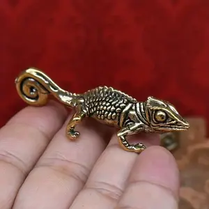 Vintage Brass Color Changing Tree Lizard Statue, Solid Metal Decor, Home Decor Art Figurine, Unique Collectible Gift for Christmas, Halloween, New Year, Desktop Statue