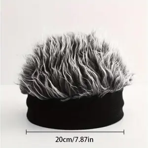 Men's wig knitted hat, fashionable hip-hop brimless hat, trendy knitted hat, men's party cosplay accessories