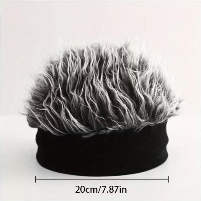 Men's wig knitted hat, fashionable hip-hop brimless hat, trendy knitted hat, men's party cosplay accessories