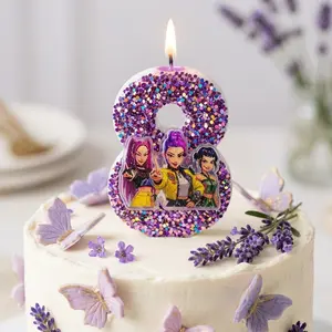 K-Pop Style Glitter Number Candle 0-9, Birthday Cake Candle, Cake Decoration, Anime Character Print, Party Decor, 1 Piece