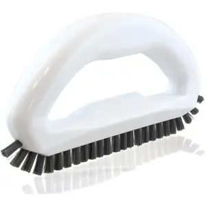 Grout Brush with Stiff Nylon Bristles Heavy Duty Hand Scrub Brush for Cleaning Baseboards Floor Corners Tiles Shower Bath Tub and Other Surfaces Ergonomic Grip Easy Maintenance