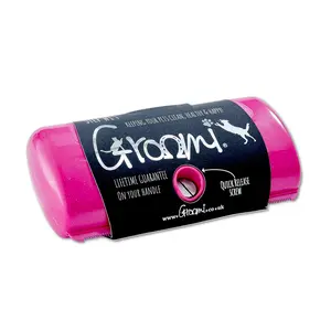 Groomi Tool - Deshedding and Grooming Brush for Pets: Cats, Dogs, and Horses - Professional Comb to Reduce Shedding (Pink)
