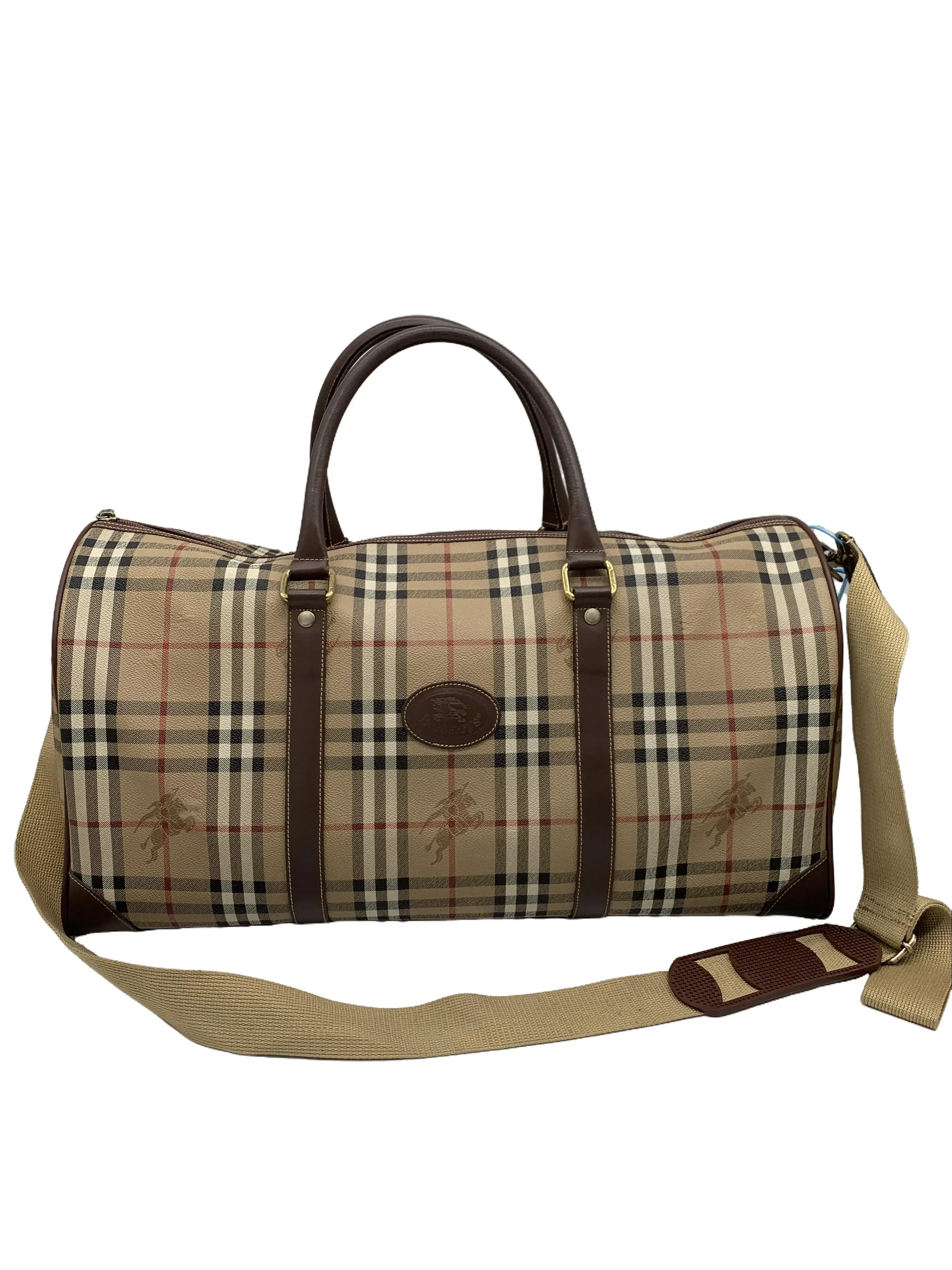 Pre-owned BURBERRY Check Duffle Travel Bag/WJ07117635/7635
