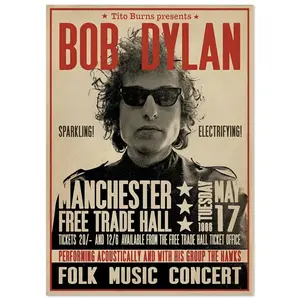 Bob Dylan 1986 in Manchester Vintage Concert Poster. Bob Dylan Poster. Music Poster Unframed