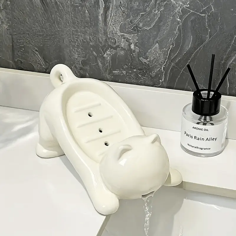 1/2/3 Cat-Shaped Plastic Soap Dish with Drainage Holes - Cute Cartoon Cat Bathroom Decor, Durable Non-Slip Soap Holder for Sink/Bathtub, Ideal Gift for Cat Lovers, Suitable for Bathroom Sinks, Kitchen/Bathroom Accessories, Ideal Gifts for Giving.