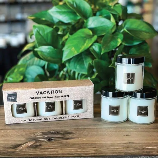 Vacation Candle 3-Pack - Coconut, Papaya, Sea Breeze Fragrances