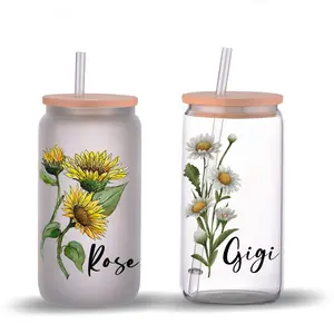 Sunflower Design Frosted Tumbler - A Customized and Elegant Gift