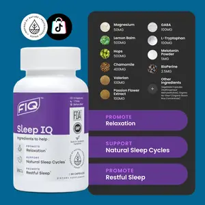 Sleep IQ Healthcare Natural Melatonin-Free Sleep Aid with Chamomile Extract & Valerian Root for Restful Sleep and Relaxation 60 Capsules FDA Approved - Fitness