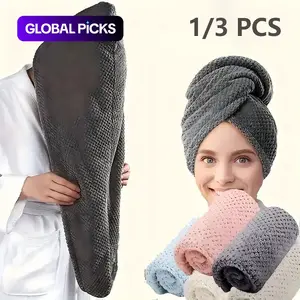 Super Absorbent Microfiber Hair Towel Wrap, Hair Turban Towel, 300GSM Soft Quick-Dry Hair Drying Cap for Normal Hair, Unscented Curl Enhancing Textured Hair Wrap Turban, Easy Button-Fastening Design for Bathroom Accessories